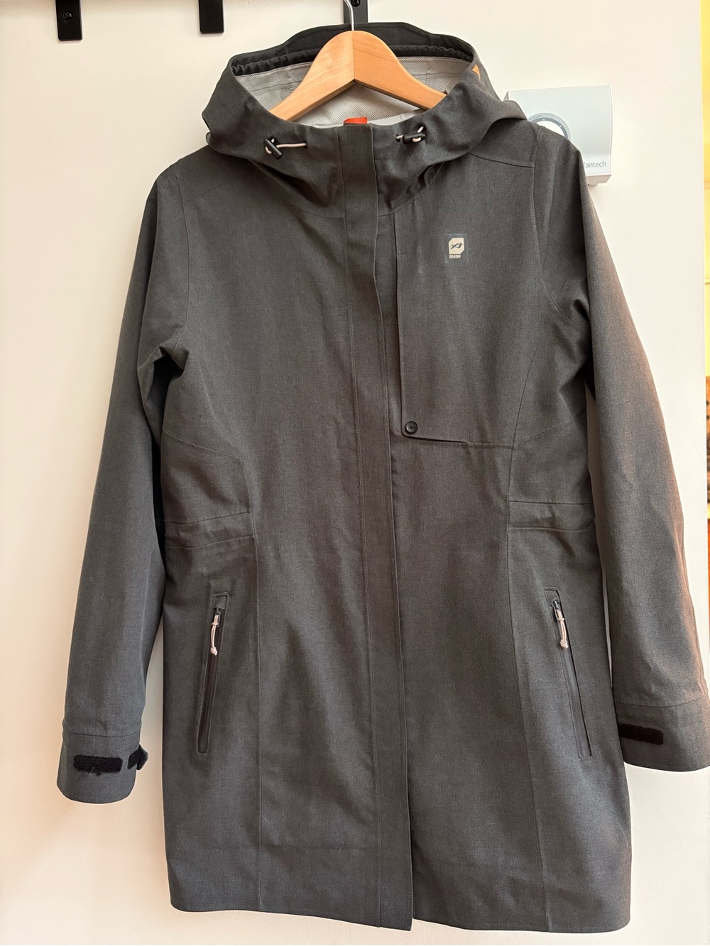 Orage Hooded Long rain Coat - Charcoal